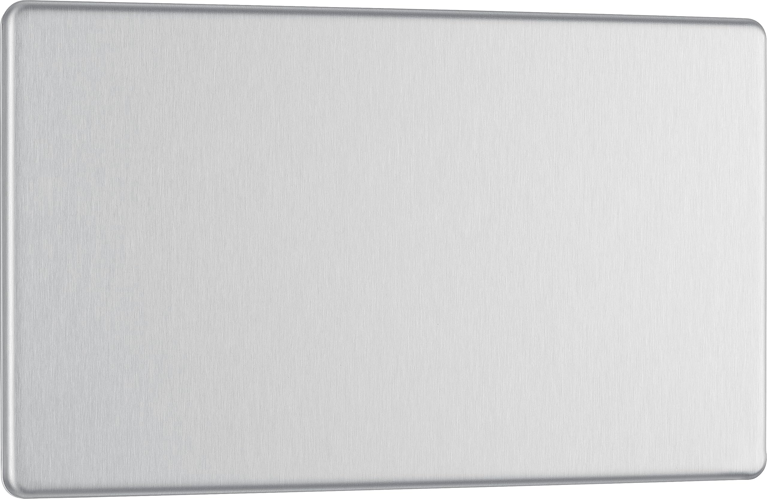 BG Flatplate Screwless 2 Gang Blank-Plate Brushed Steel