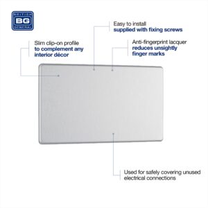 BG Flatplate Screwless 2 Gang Blank-Plate Brushed Steel