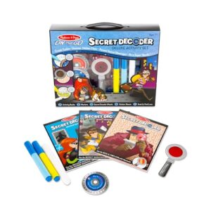 melissa & doug on the go secret decoder deluxe activity set and super sleuth toy - seek and find book, kids road trip essentials, detective kit, travel games for ages 7+