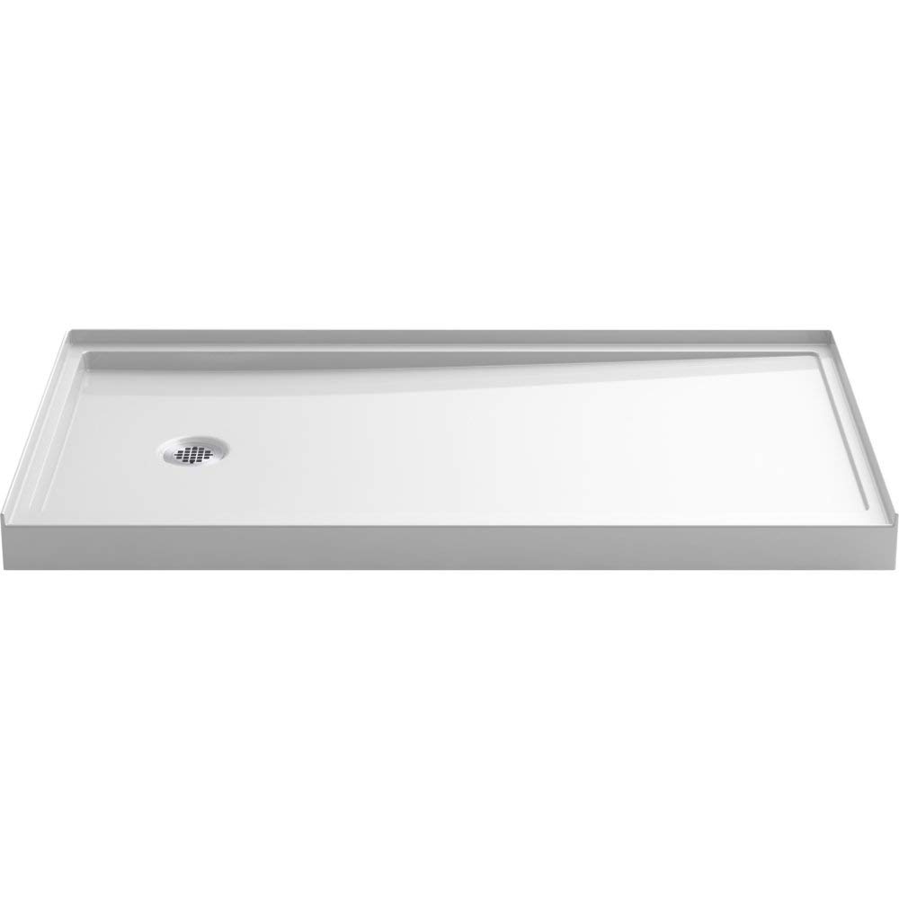 KOHLER K-8459-0 Rely Single-Threshold Shower Base with Left-Hand Drain, 60" x 32", White