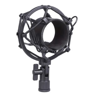 koolertron microphone shock mount,mic clip holder,universal 50mm anti-vibration mic holder for 48mm-54mm diameter studio condenser mic (black)