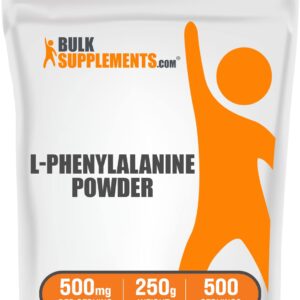 BulkSupplements.com L-Phenylalanine Powder - Phenylalanine Supplement, L-Phenylalanine 500mg - Amino Acids Supplement, Gluten Free, 500mg per Serving, 250g (8.8 oz) (Pack of 1)