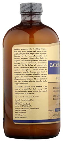 SOLGAR Liquid Calcium Magnesium Citrate with Vitamin D3 NAT Blue, 16 FZ