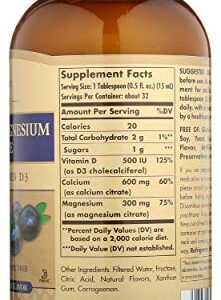 SOLGAR Liquid Calcium Magnesium Citrate with Vitamin D3 NAT Blue, 16 FZ