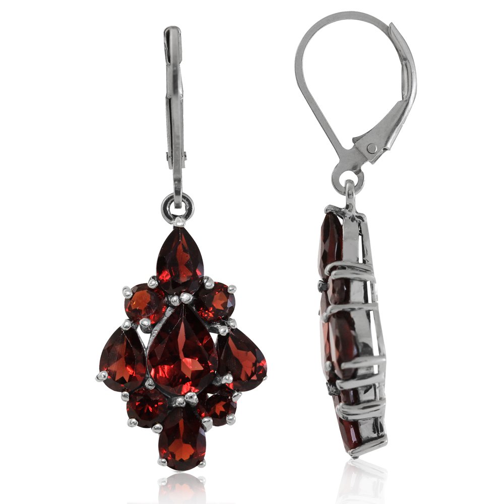 Silvershake 8.08ct. Natural Garnet 925 Sterling Silver Leverback Dangle Earrings