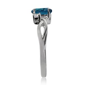 Silvershake Genuine London Blue Topaz White Gold Plated 925 Sterling Silver Engagement Ring Size 10