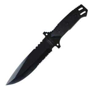 12 overall black hunting knife with abs handle and sheath inch h-4959-bk