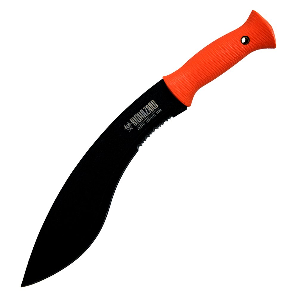 Biohazard 15.5 inch Apocalypse kukri Hunting Knife with neon Orange Handle and Sheath H-4858-OR