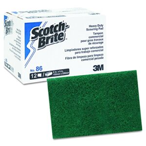 Scotch-Brite PROFESSIONAL 86CT Commercial Heavy Duty Scouring Pad 86, 6" x 9", Green, 12 per Pack (Case of 3 Packs)