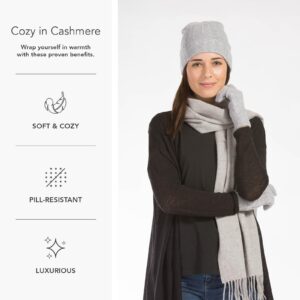 Fishers Finery Women's 100% Cashmere Hat Glove and Scarf Set; with Exquisite Box (Gray)