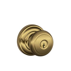 schlage f51a and 609 and andover knob with andover trim keyed entry lock, antique brass