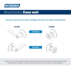 SCHLAGE F51A ORB 625 Orbit Knob Keyed Entry Lock, Bright Chrome