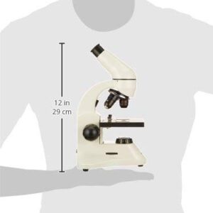 AmScope M120C-2L-PB10-E1 Digital Compound Monocular Microscope, WF10x and WF25x Eyepieces, 40x-1000x Magnification, Brightfield, Upper and Lower LED Illumination, Plain Stage, Includes Blank and Prepared Slides, 1.3MP Camera and Software