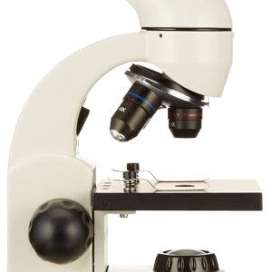 AmScope M120C-2L-PB10-E1 Digital Compound Monocular Microscope, WF10x and WF25x Eyepieces, 40x-1000x Magnification, Brightfield, Upper and Lower LED Illumination, Plain Stage, Includes Blank and Prepared Slides, 1.3MP Camera and Software