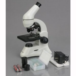 AmScope M120C-2L-PB10-E2 Digital Microscope, WF10x and WF25x Eyepieces, 40x-1000x Magnification, Brightfield, Upper and Lower LED Illumination, Plain Stage, Includes Blank and Prepared Slides, 2MP Camera and Software