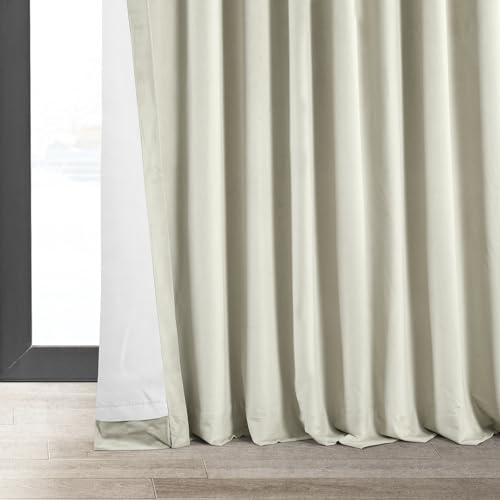 HPD Half Price Drapes Signature Velvet Thermal Blackout Curtains for Living Room 120 Inch Long (1 Panel) Rod Pocket Insulated Blackout Curtains for Bedroom Window Curtains, 100W x 120L, Off White