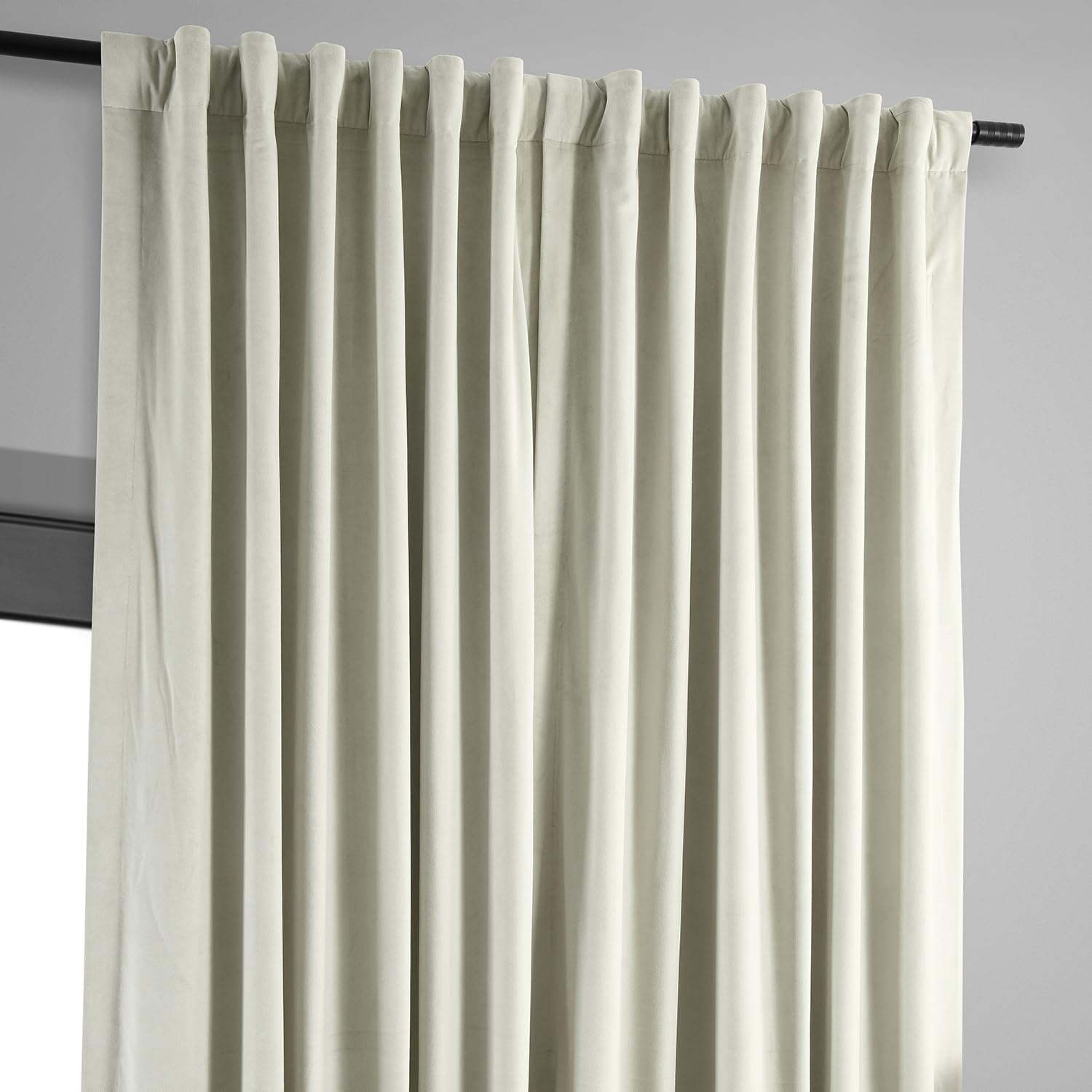 HPD Half Price Drapes Signature Velvet Thermal Blackout Curtains for Living Room 120 Inch Long (1 Panel) Rod Pocket Insulated Blackout Curtains for Bedroom Window Curtains, 100W x 120L, Off White