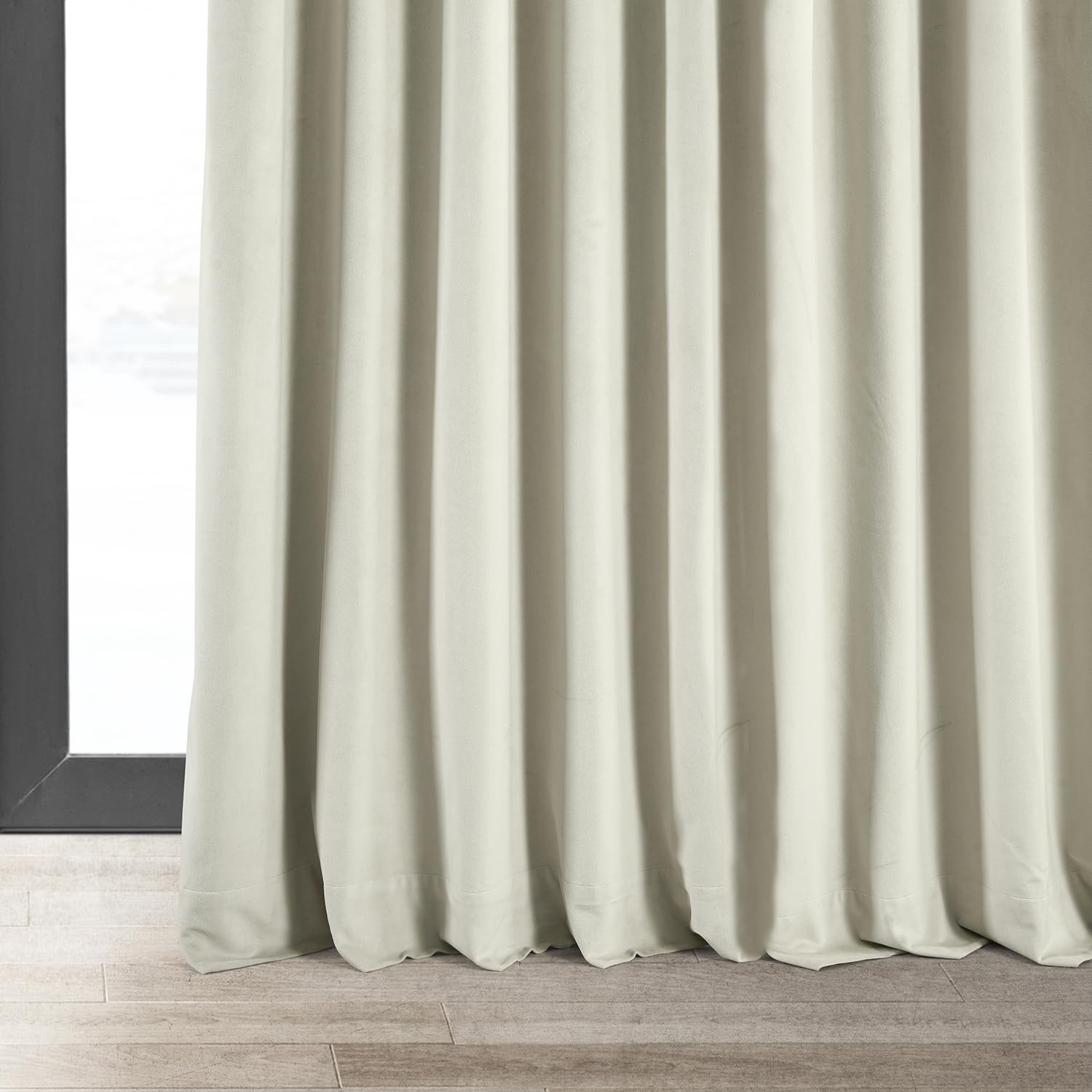 HPD Half Price Drapes Signature Velvet Thermal Blackout Curtains for Living Room 120 Inch Long (1 Panel) Rod Pocket Insulated Blackout Curtains for Bedroom Window Curtains, 100W x 120L, Off White