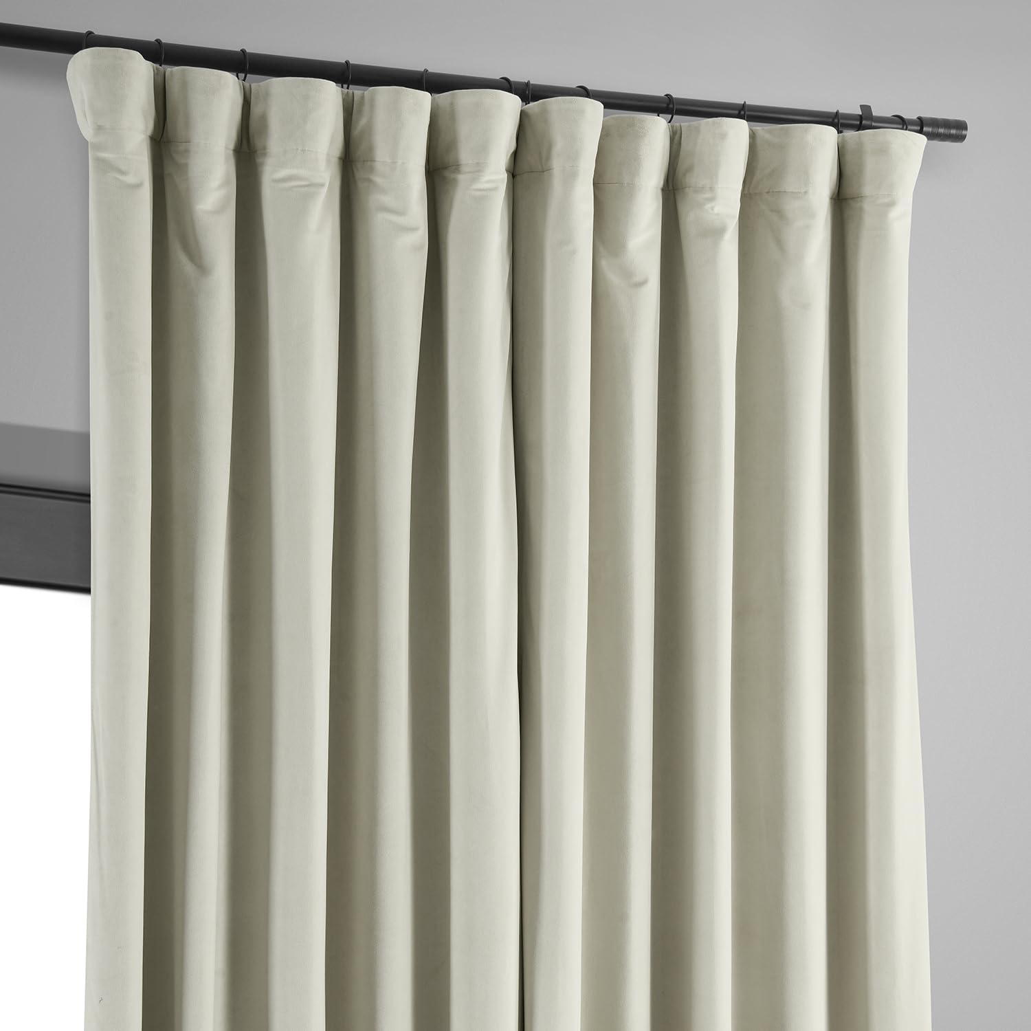 HPD Half Price Drapes Signature Velvet Thermal Blackout Curtains for Living Room 120 Inch Long (1 Panel) Rod Pocket Insulated Blackout Curtains for Bedroom Window Curtains, 100W x 120L, Off White