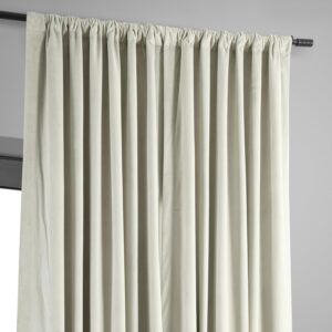 HPD Half Price Drapes Signature Velvet Thermal Blackout Curtains for Living Room 120 Inch Long (1 Panel) Rod Pocket Insulated Blackout Curtains for Bedroom Window Curtains, 100W x 120L, Off White