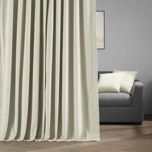 HPD Half Price Drapes Signature Velvet Thermal Blackout Curtains for Living Room 120 Inch Long (1 Panel) Rod Pocket Insulated Blackout Curtains for Bedroom Window Curtains, 100W x 120L, Off White