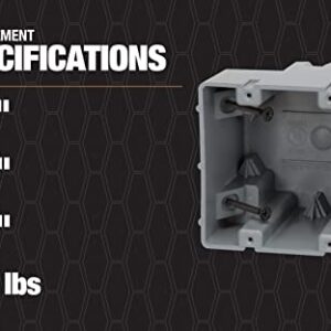 Southwire MSB2G Two Device Adjustable Depth, Heavy Duty 42lb. Mounting Screws Included 2-GANG PVC ELECTRICAL BOX, Gray