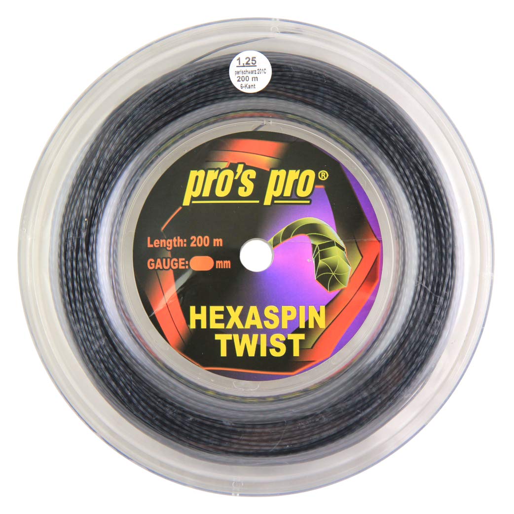 Pro's Pro Hexaspin Twist Black 1.25mm - Tennis String Reel 200m