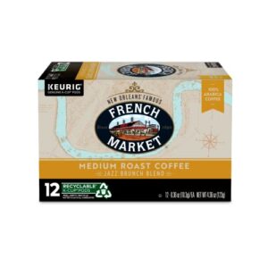 french market jazz brunch blend medium roast single serve coffee pods, 12 count box (pack of 6)