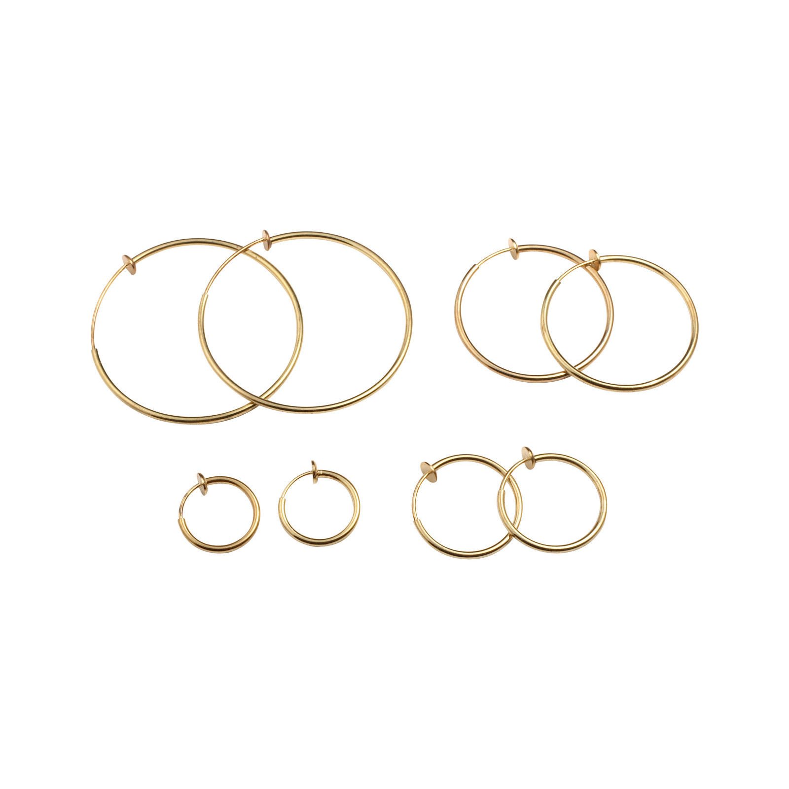 Evelots Gold/Silver Tone Earrings - Clip on Spring Hoop -No Pinch/Nickel Free- 4 Different Sizes