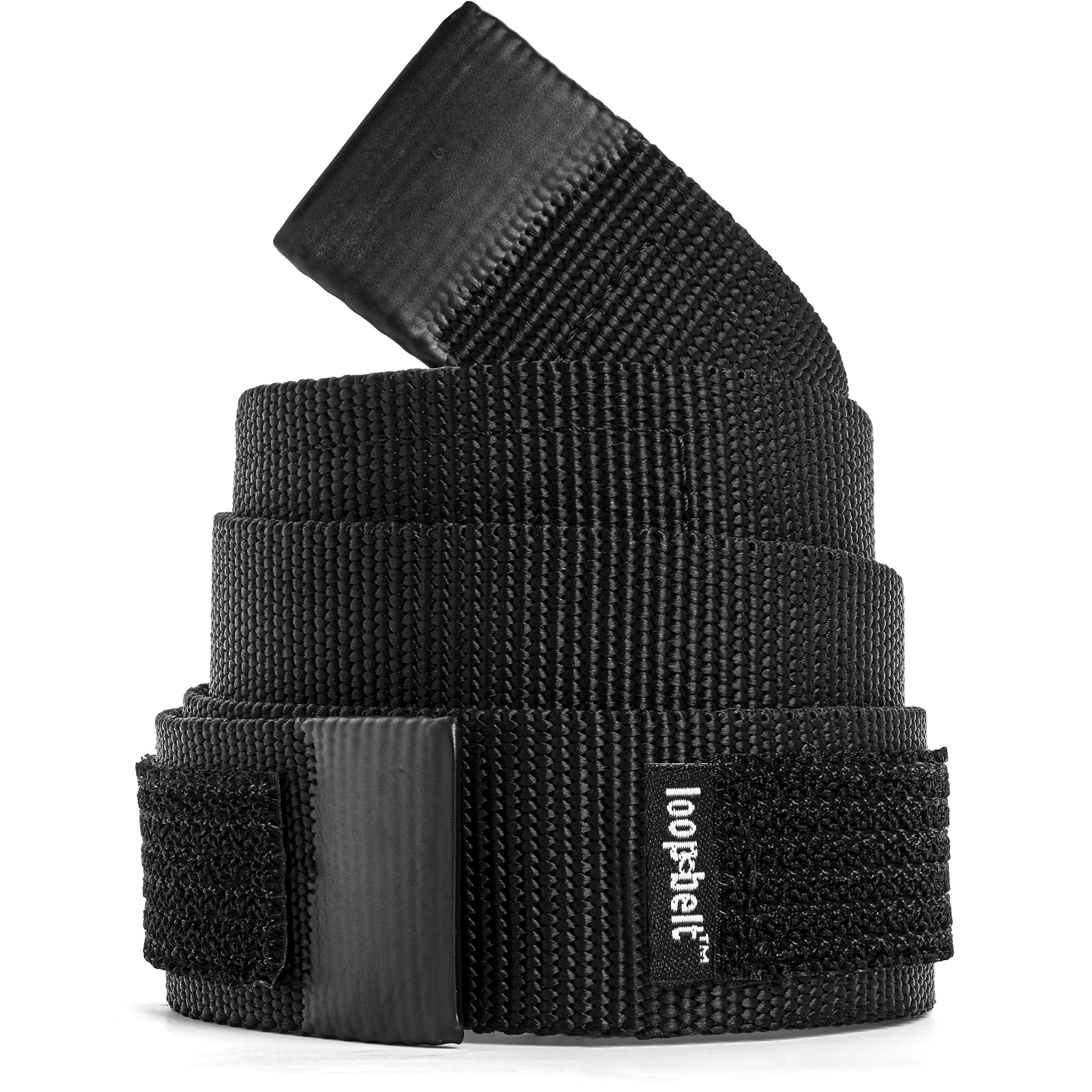 Loopbelt M 34-38 No Scratch Reversible Web Belt with Advanced Hook & Loop Fasteners Black Medium 34-38