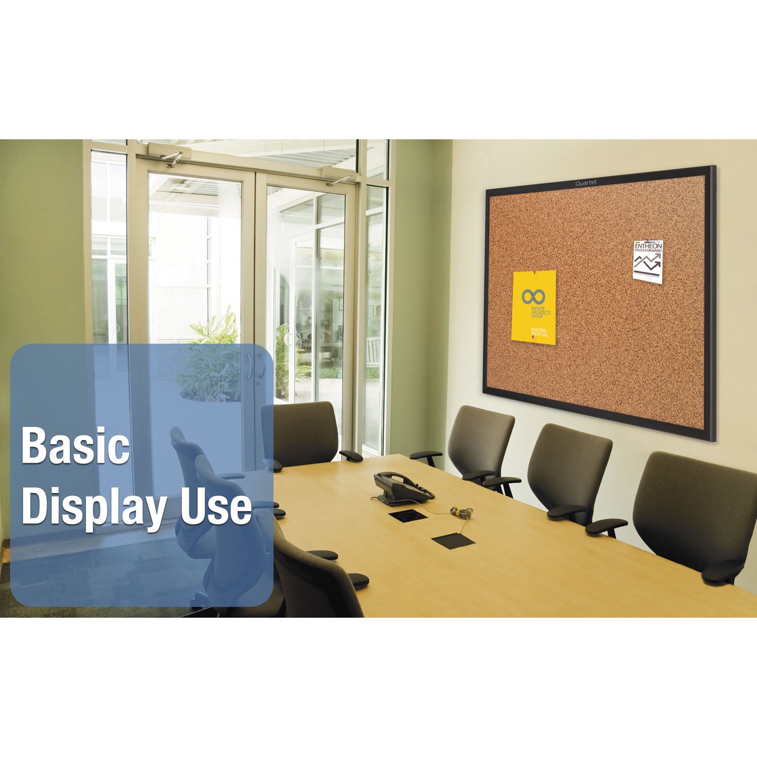 Quartet Cork Board, Bulletin Board, 8' x 4' Corkboard, Black Frame (2308B)