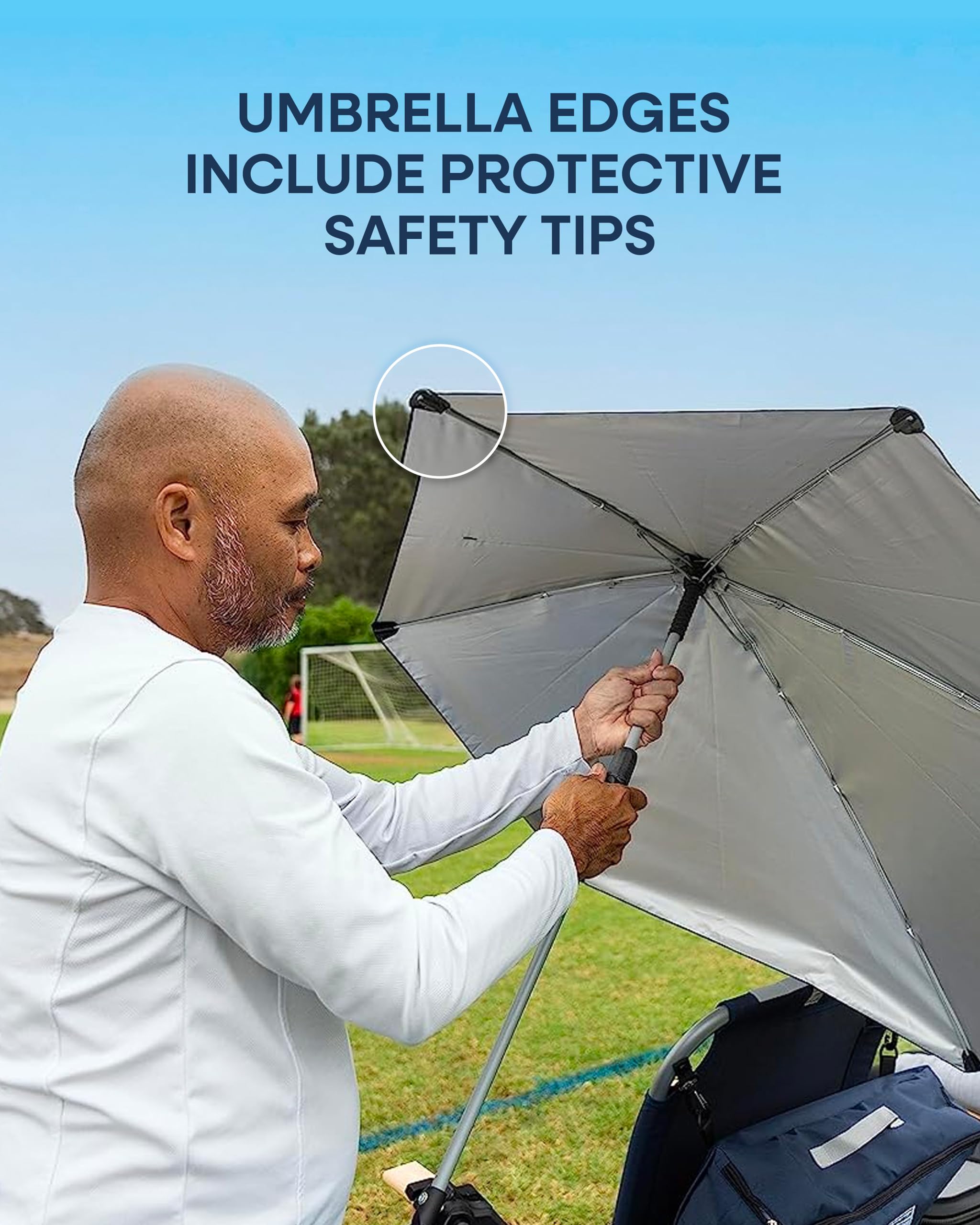 Versa-Brella UPF 50+ Personal Sun Shade - Portable Umbrella for Sports & Outdoors - Secure Clamp, 360-Degree Swivel Adjustable Position for Maximum Sun Protection - Compact with Carry Case