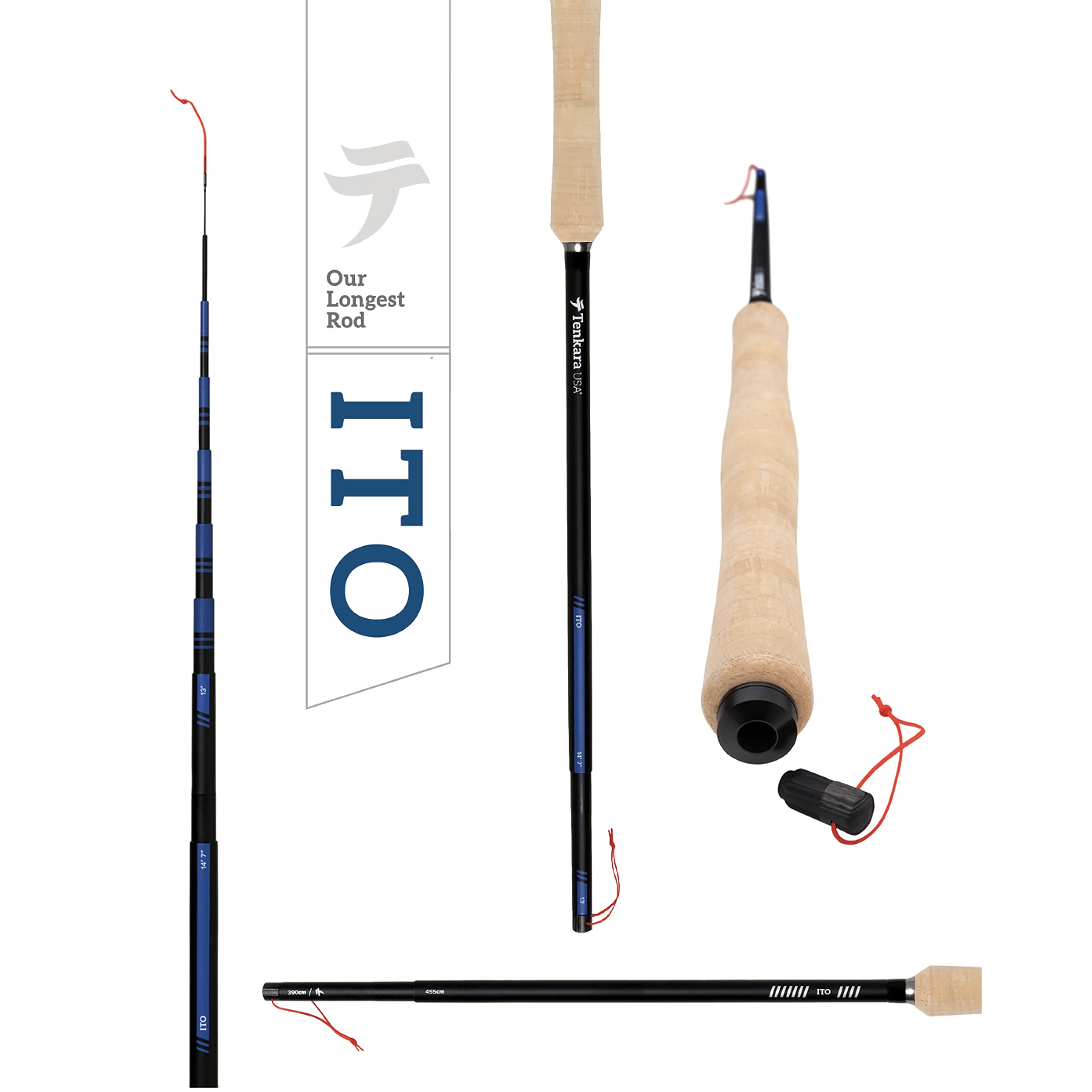 Tenkara USA Fly Fishing ITO™ Rod, for Large Fish & Wider Streams - Longest Rod - Carbon Fiber, Lightweight, Telescopic, Adjustable, 2 Multi-Lengths (13' / 14'7")