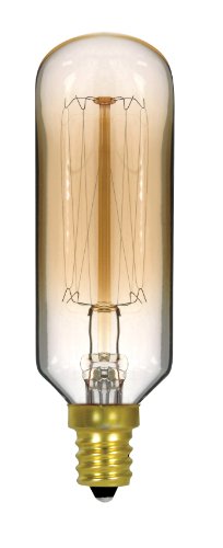 Satco S2420 40 Watt 20 Lumens T9 Incandescent Candelabra Base Soft White 2700K Vintage Cage Gold Coil Design Light Bulb, Dimmable