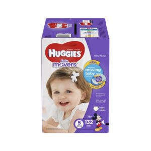 huggies little movers diapers, size 5, 132 count (packaging may vary)