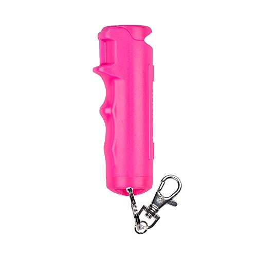 SABRE RED Pepper Gel with Snap Clip, 25 Bursts (5x Other Brands), 12-Foot (4-Meter) Range, Flip Top Safety, Gel is Safer, Maximum Strength OC Spray, Durable Hard Case, Ergonomic Finger Grip, Pink