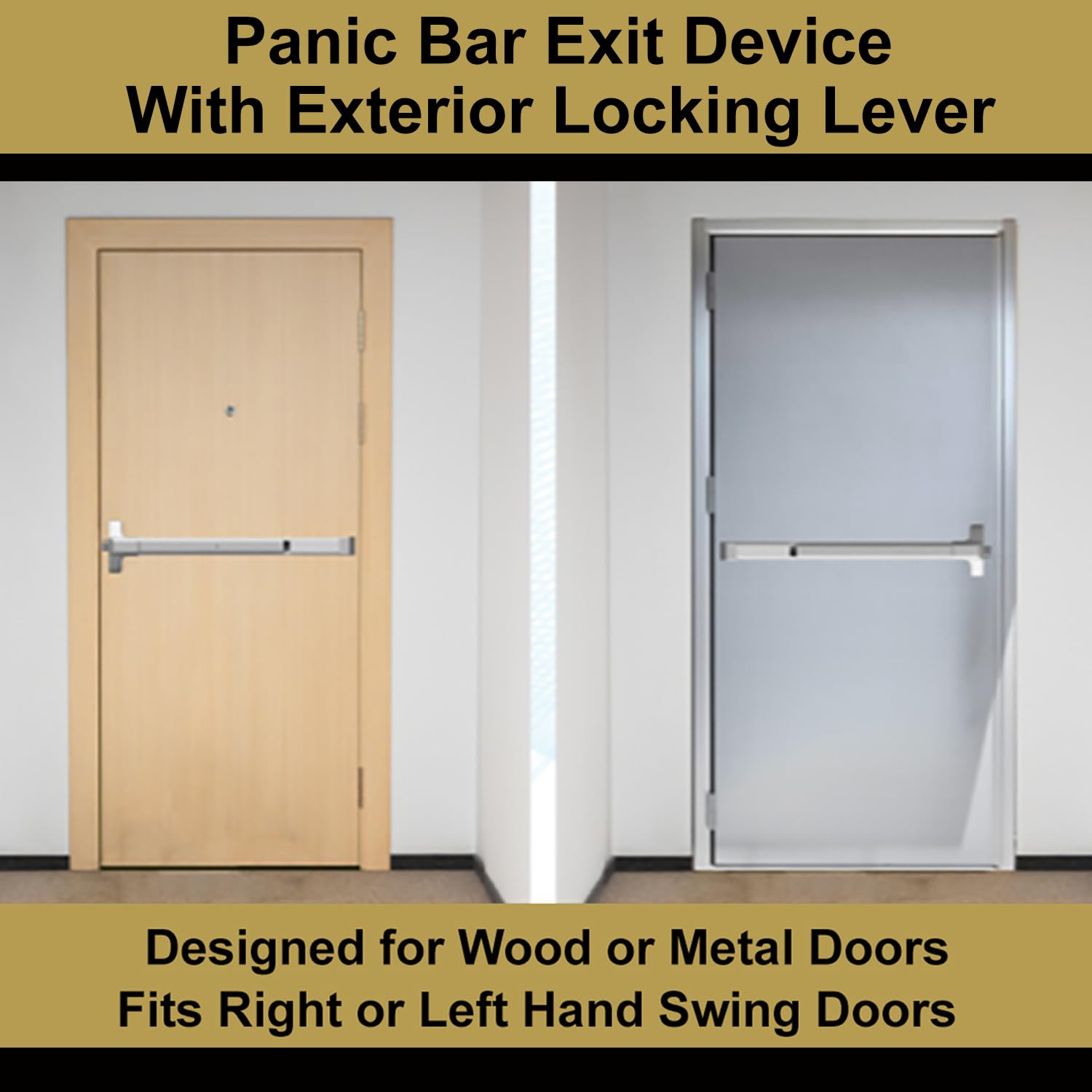 Dynasty Hardware Push Bar Panic Exit Device Aluminum, with Exterior Lever