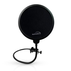 auphonix pop filter screen for microphones - gooseneck clamps compatible with blue yeti microphone - great gift