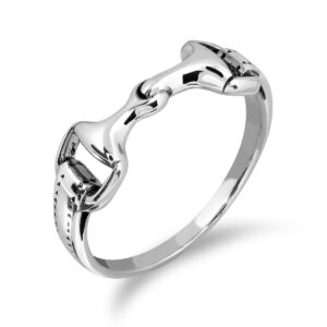 WithLoveSilver 925 Sterling Silver Double Horse Bits Ring Size (6, 7, 8, 9) (7)