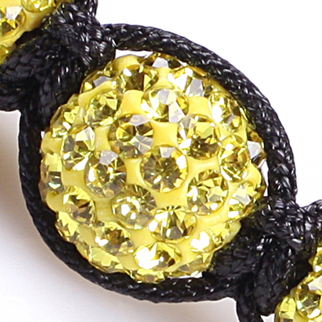 Shamballa Style Jewelry Gold Yellow Women Girl Pave Shine Crystal Ball Hand-Woven Bracelet Adjustable