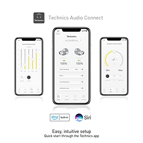 Technics True Wireless Multipoint Bluetooth Earbuds with Advanced Noise Cancelling, HiFi, Impressive Call Quality Using JustMyVoice Technology, Alexa Built In, EAH-AZ60-S (Silver)