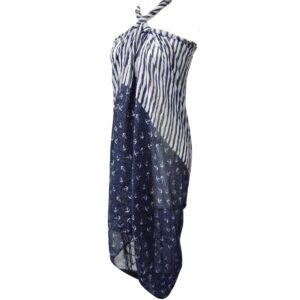 Wrapables® Stripes and Anchor Nautical Marine Scarf 72" X 42"