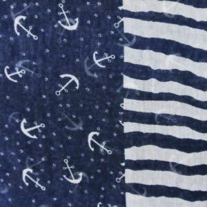 Wrapables® Stripes and Anchor Nautical Marine Scarf 72" X 42"