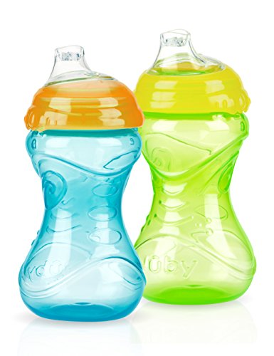 Nuby 2-Pack No-Spill Easy Grip Clik-It Cups, 10 Ounce, Colors May Vary