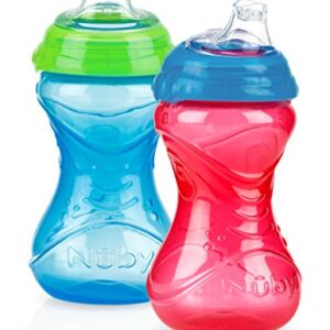 Nuby 2-Pack No-Spill Easy Grip Clik-It Cups, 10 Ounce, Colors May Vary