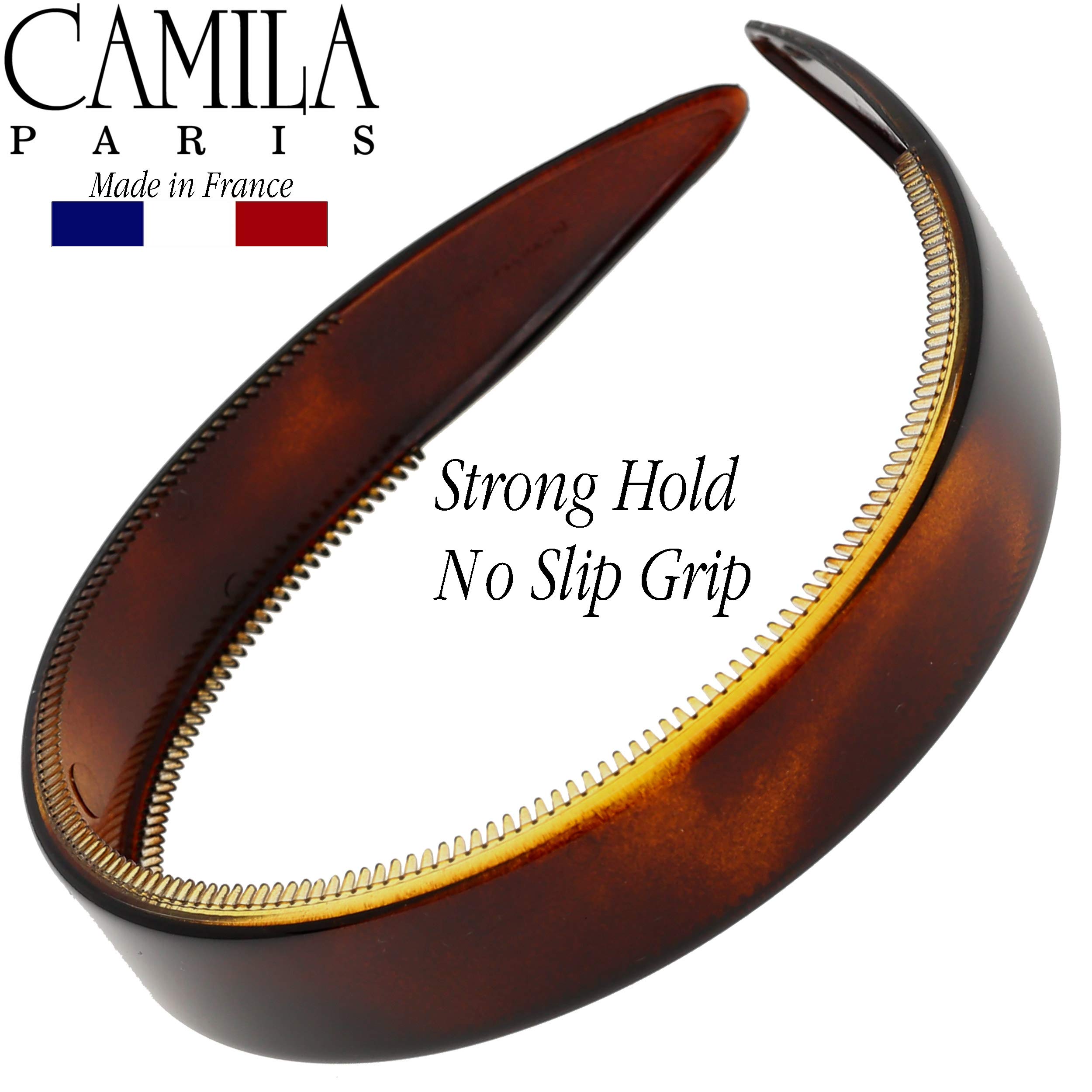 Camila Paris AD48 French Fashion Headband for Women, Very Flexible with Teeth for Strong Hold Grip, Women's Hairband, No Slip and Durable Styling Girls Hair Accessories, Made in France with Cellulose