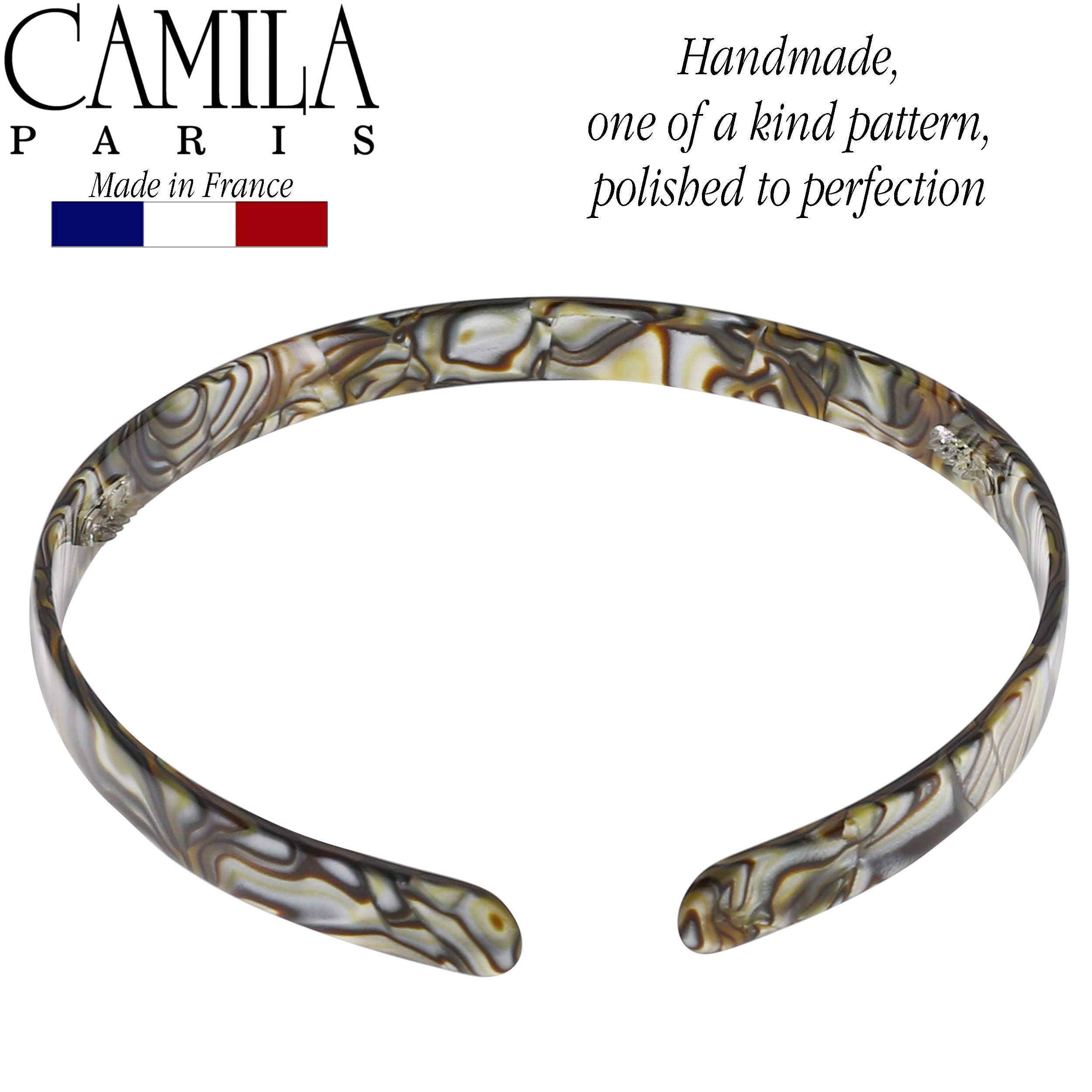 Camila Paris CP2005 French Headband for Women, Handmade Onyx, Strong Hold Grip Women's Hair Band, Ligth and Very Flexible, No Slip and Durable Styling Girls Hair Accessories, Made in France