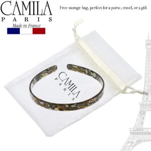 Camila Paris CP2005 French Headband for Women, Handmade Onyx, Strong Hold Grip Women's Hair Band, Ligth and Very Flexible, No Slip and Durable Styling Girls Hair Accessories, Made in France