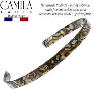 Camila Paris CP2005 French Headband for Women, Handmade Onyx, Strong Hold Grip Women's Hair Band, Ligth and Very Flexible, No Slip and Durable Styling Girls Hair Accessories, Made in France