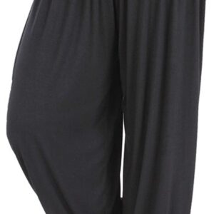 HOEREV Super Soft Modal Spandex Harem Yoga/Pilates Pants Black, Medium